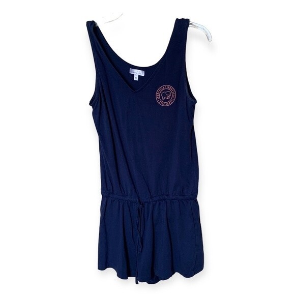Ivory Ella Blue Sleeveless V-Neck Romper with Elastic Waist and Tie - Size Med - Picture 1 of 7